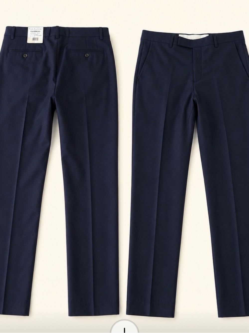 Paul Fredrick Navy Flat-Front Dress Pants